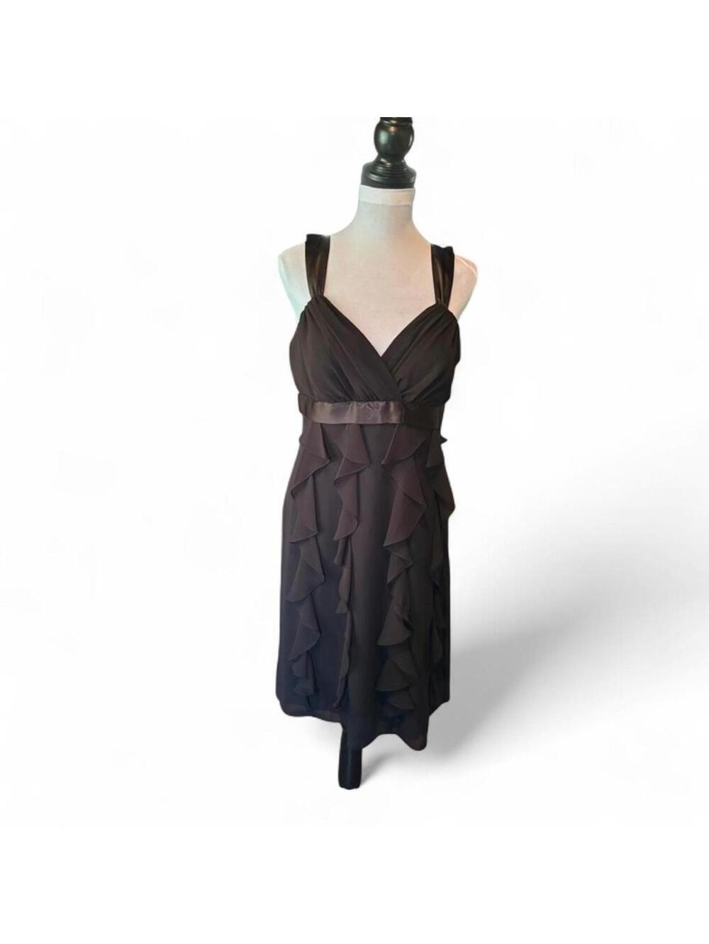 Chaps black ruffle dress size 10